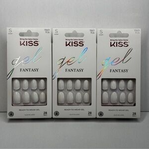 Kiss Gel Fantasy Press On Nails Short FC16 WHITE  93419‎ Lot Of 3 Pack